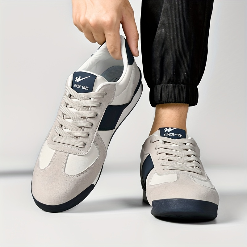 Men's Sneakers Low-Top Lace-Up Stripe Panel Mixed Material