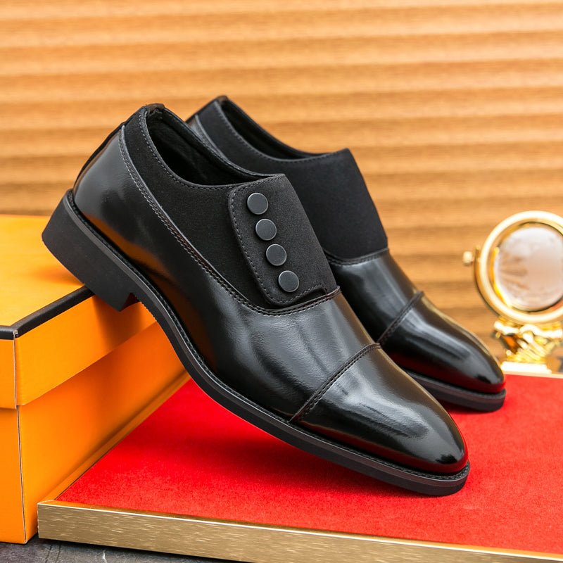 Men’s Dual-Tone Slip-On Dress Shoes with Button Detail