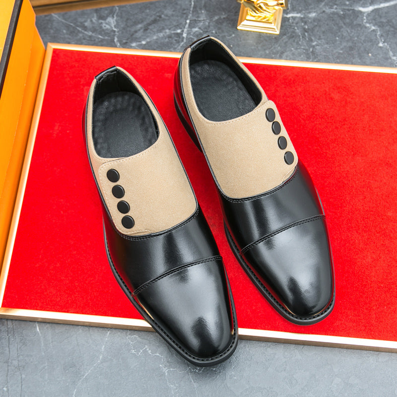 Men’s Dual-Tone Slip-On Dress Shoes with Button Detail