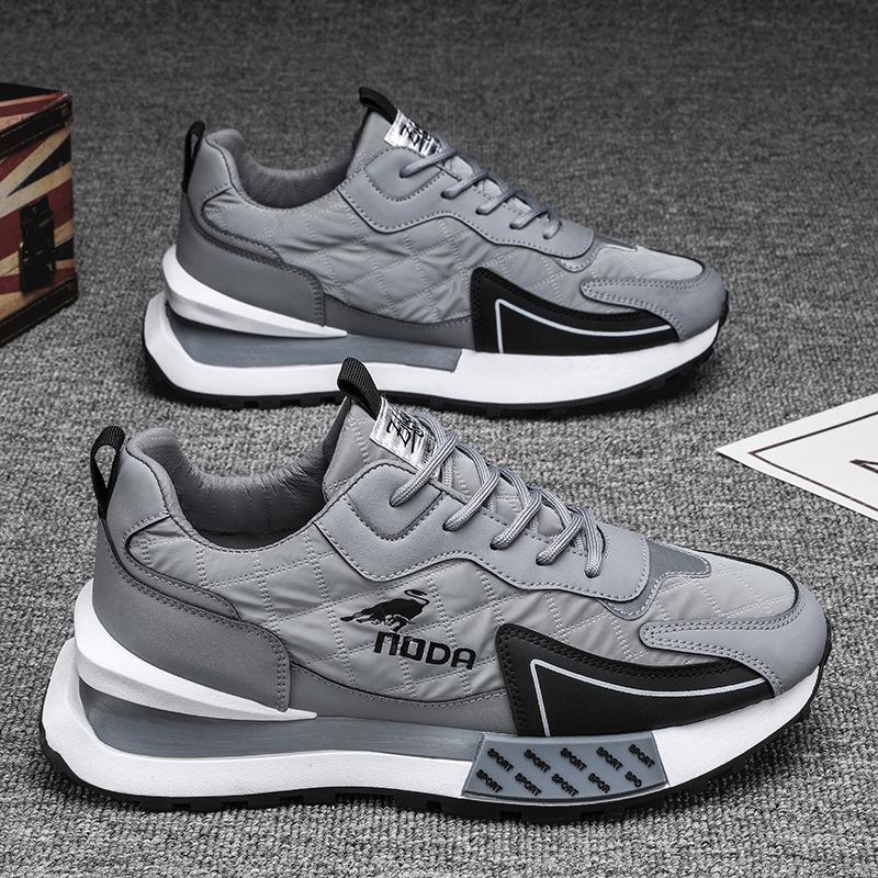 Men's Casual Sneakers – Lace-Up Low-Top with Chunky Sole and Panel Upper