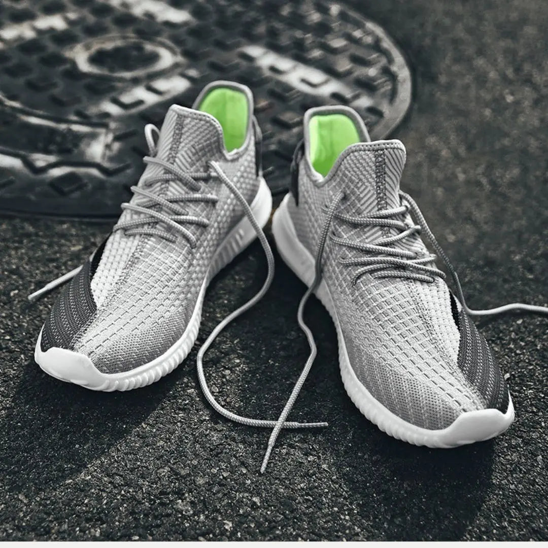Men's Knit Mesh Low-Top Rounded Toe Sneakers - Lace-Up Athletic Shoes