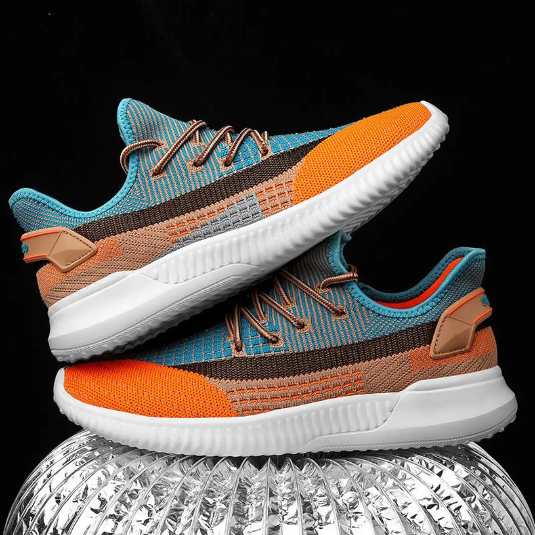 Men's Knit Mesh Low-Top Rounded Toe Sneakers - Lace-Up Athletic Shoes