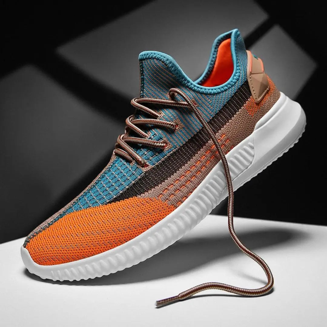 Men's Knit Mesh Low-Top Rounded Toe Sneakers - Lace-Up Athletic Shoes