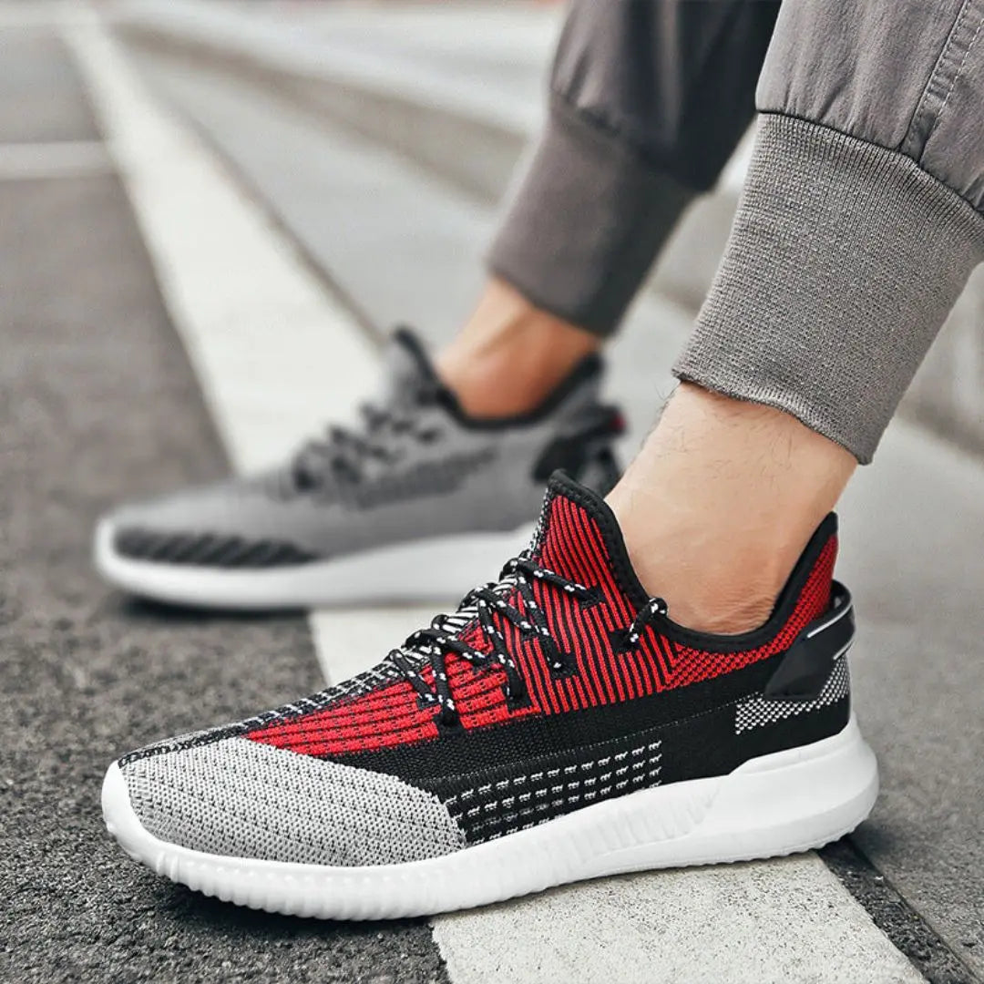 Men's Knit Mesh Low-Top Rounded Toe Sneakers - Lace-Up Athletic Shoes