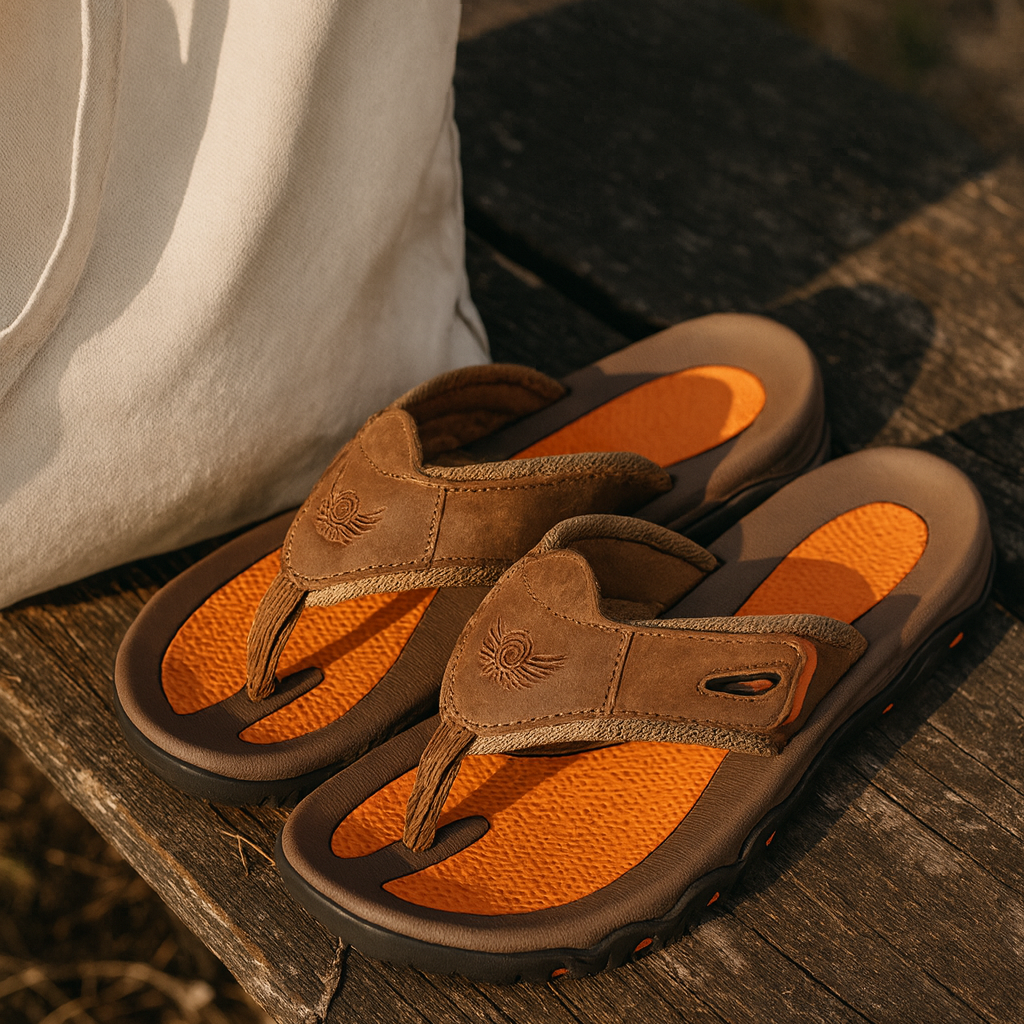 Men's Sandals Thong Strap Textured Footbed Treaded Sole