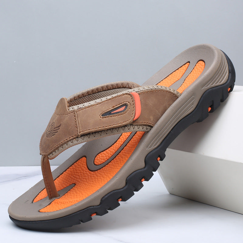 Men's Sandals Thong Strap Textured Footbed Treaded Sole