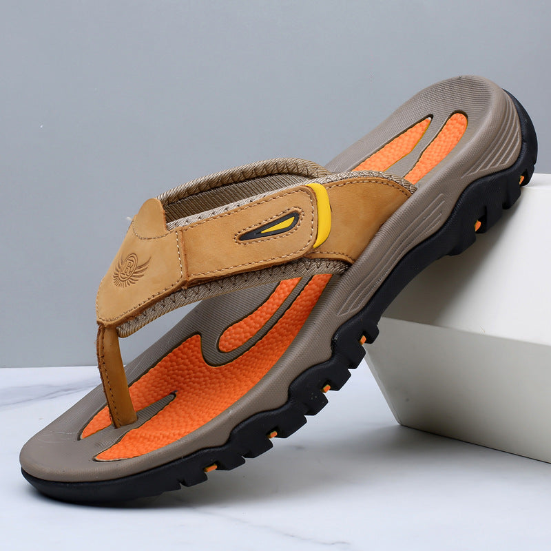 Men's Sandals Thong Strap Textured Footbed Treaded Sole
