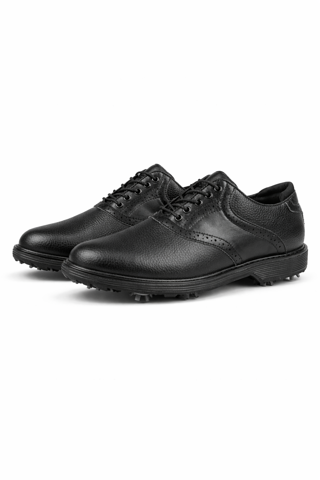 Men's Golf Shoes - Lace-Up - Wingtip - Spiked Sole - Leather