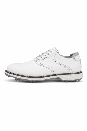 Men's Golf Shoes - Lace-Up - Wingtip - Spiked Sole - Leather