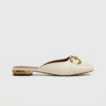 Women's Square Toe Mule Loafers with Horsebit Buckle and Low Heel