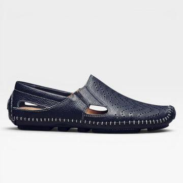 Men's Loafers Perforated Leather Slip-On Moccasin Driving Shoe