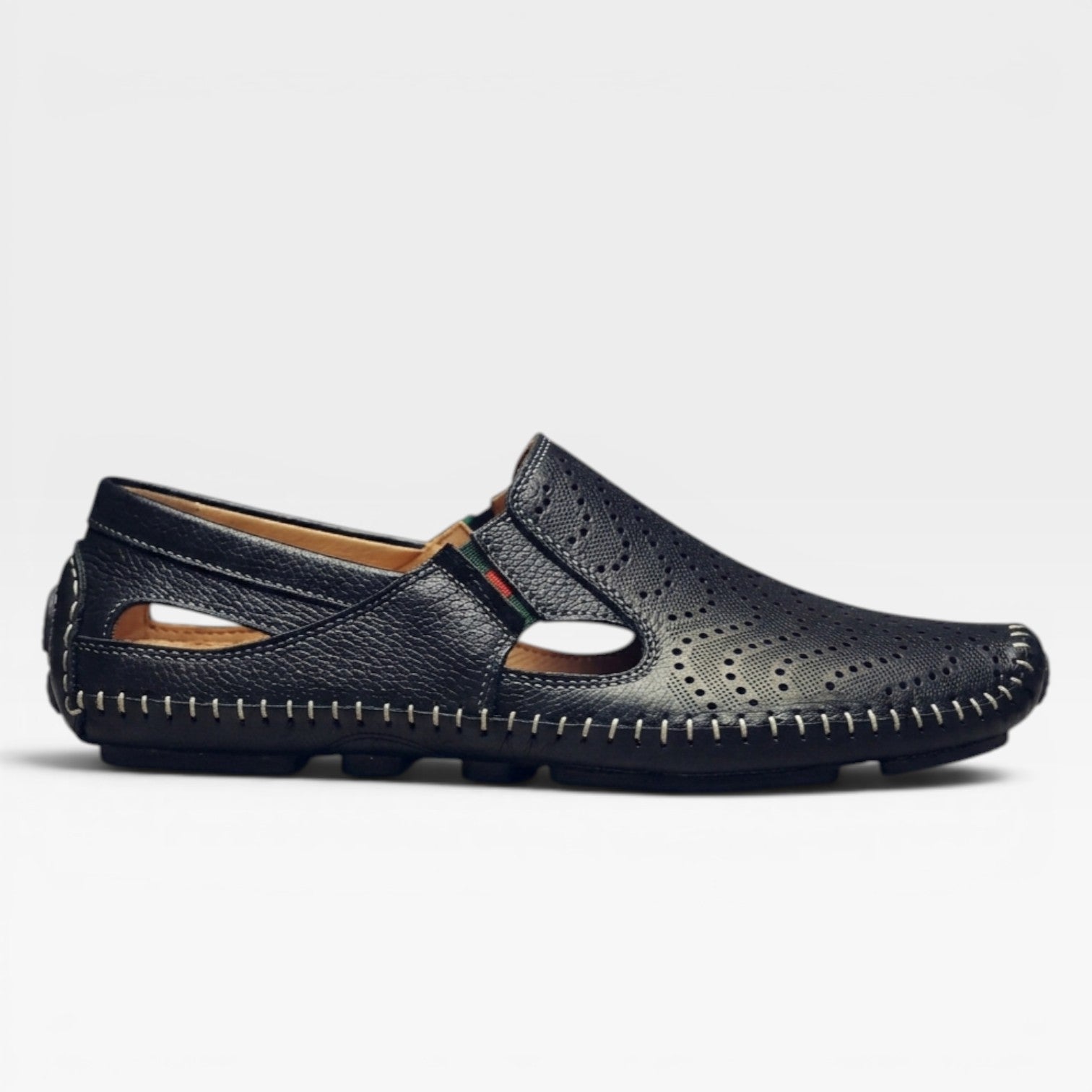 Men's Loafers Perforated Leather Slip-On Moccasin Driving Shoe