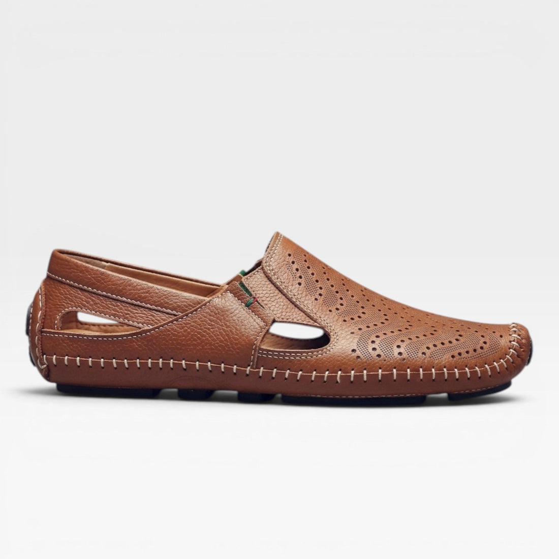 Men's Loafers Perforated Leather Slip-On Moccasin Driving Shoe