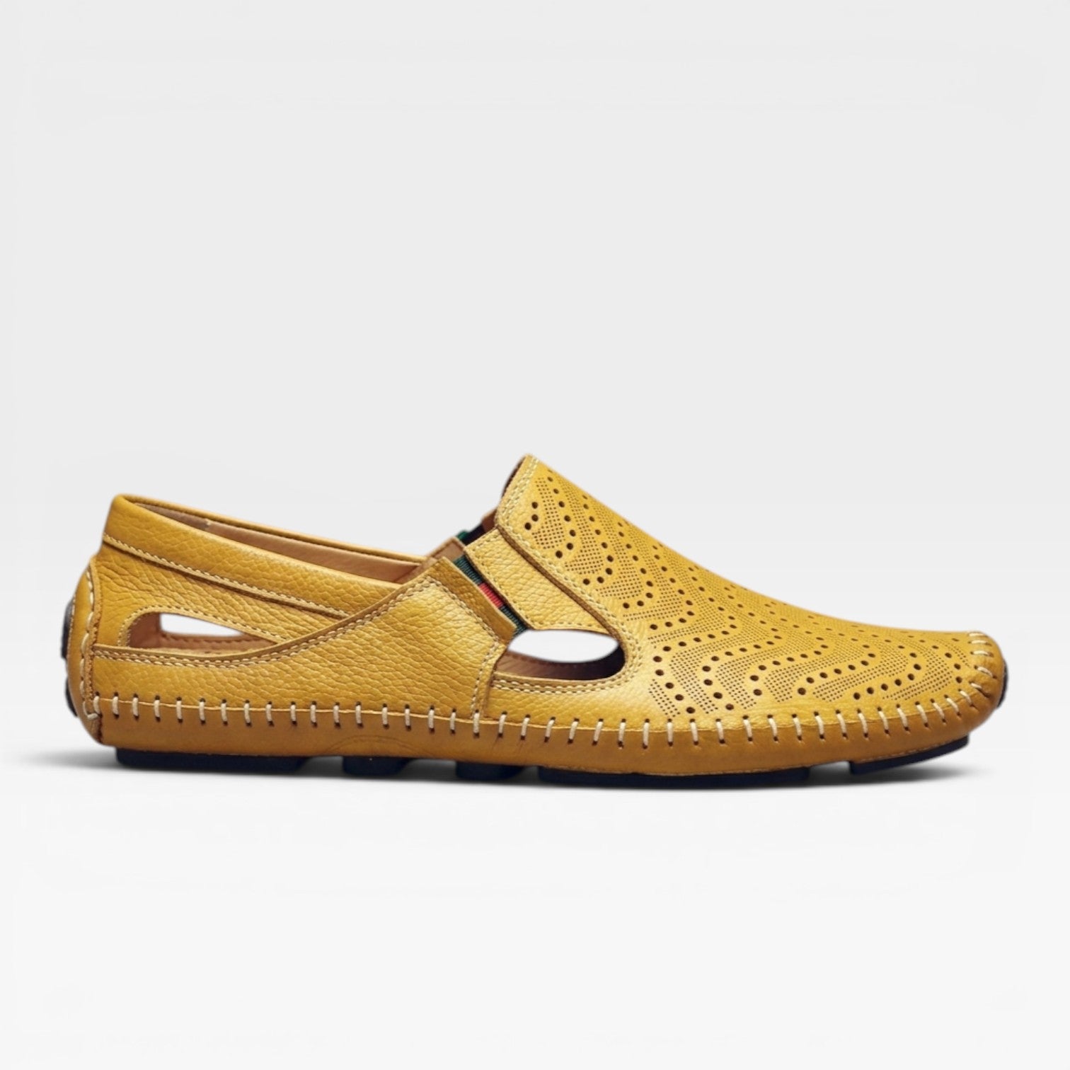Men's Loafers Perforated Leather Slip-On Moccasin Driving Shoe