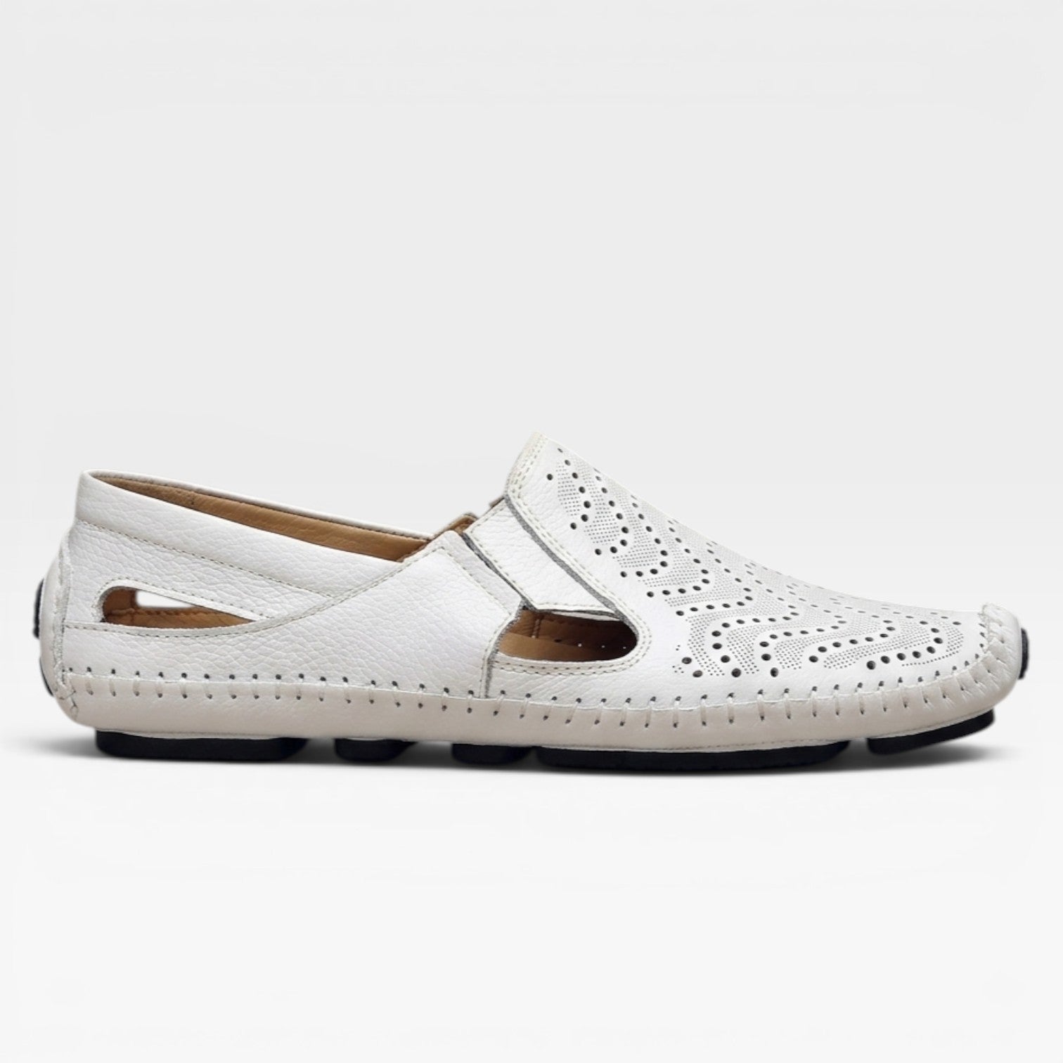 Men's Loafers Perforated Leather Slip-On Moccasin Driving Shoe