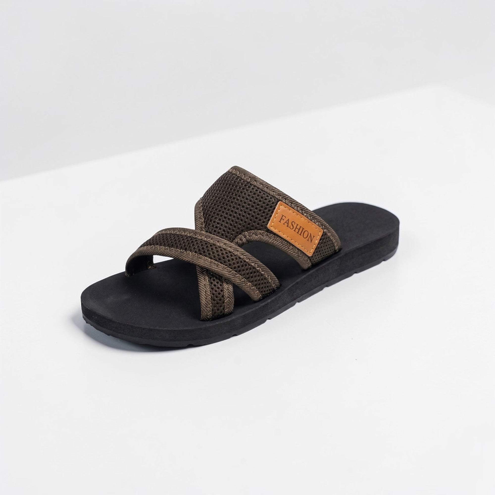 Women's Sandals - Open-Toe - Flat Sole - Crisscross Straps - Mesh