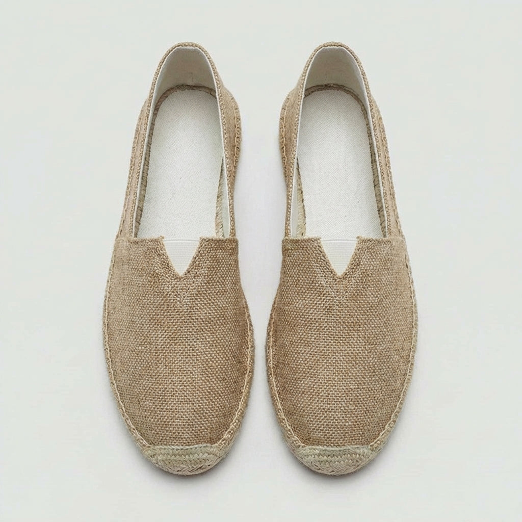 Men's Slip-On Espadrilles Canvas Round-Toe Braided Jute Sole Flats