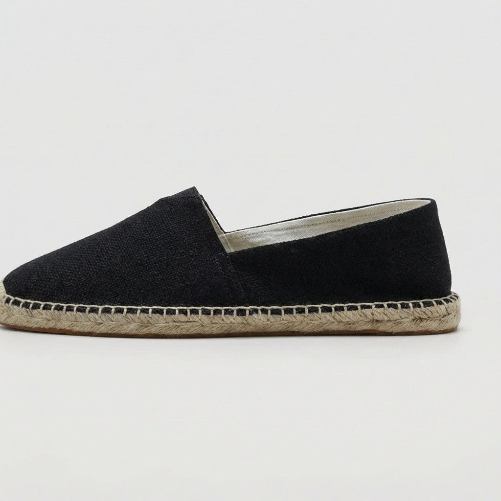 Men's Slip-On Espadrilles Canvas Round-Toe Braided Jute Sole Flats
