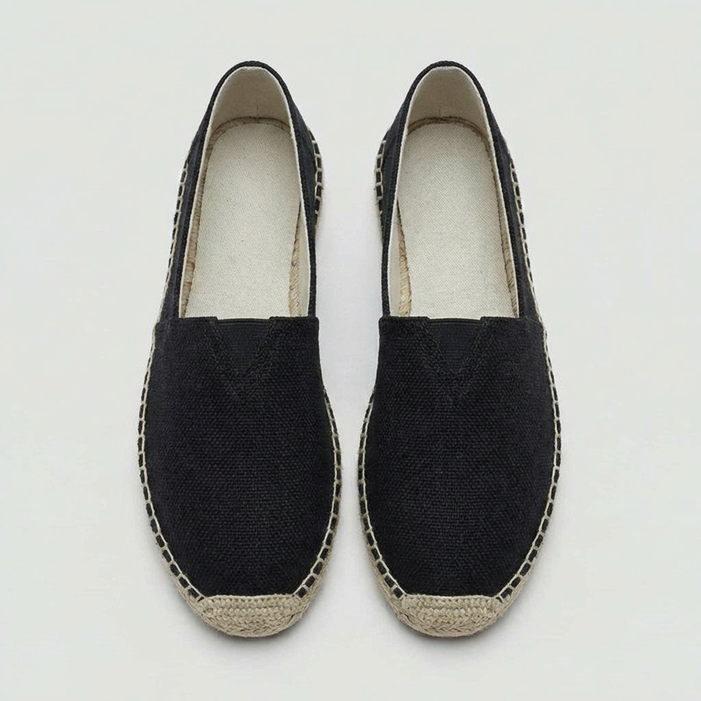 Men's Slip-On Espadrilles Canvas Round-Toe Braided Jute Sole Flats
