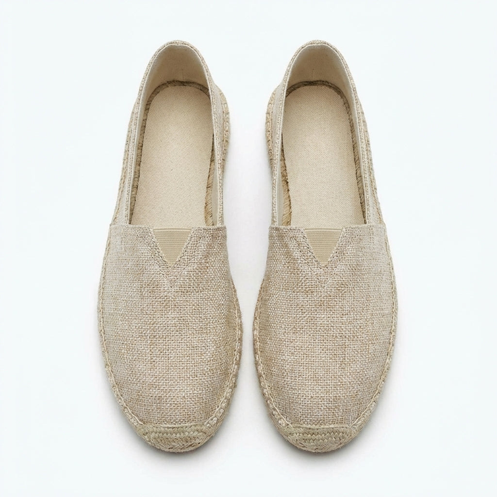 Men's Slip-On Espadrilles Canvas Round-Toe Braided Jute Sole Flats