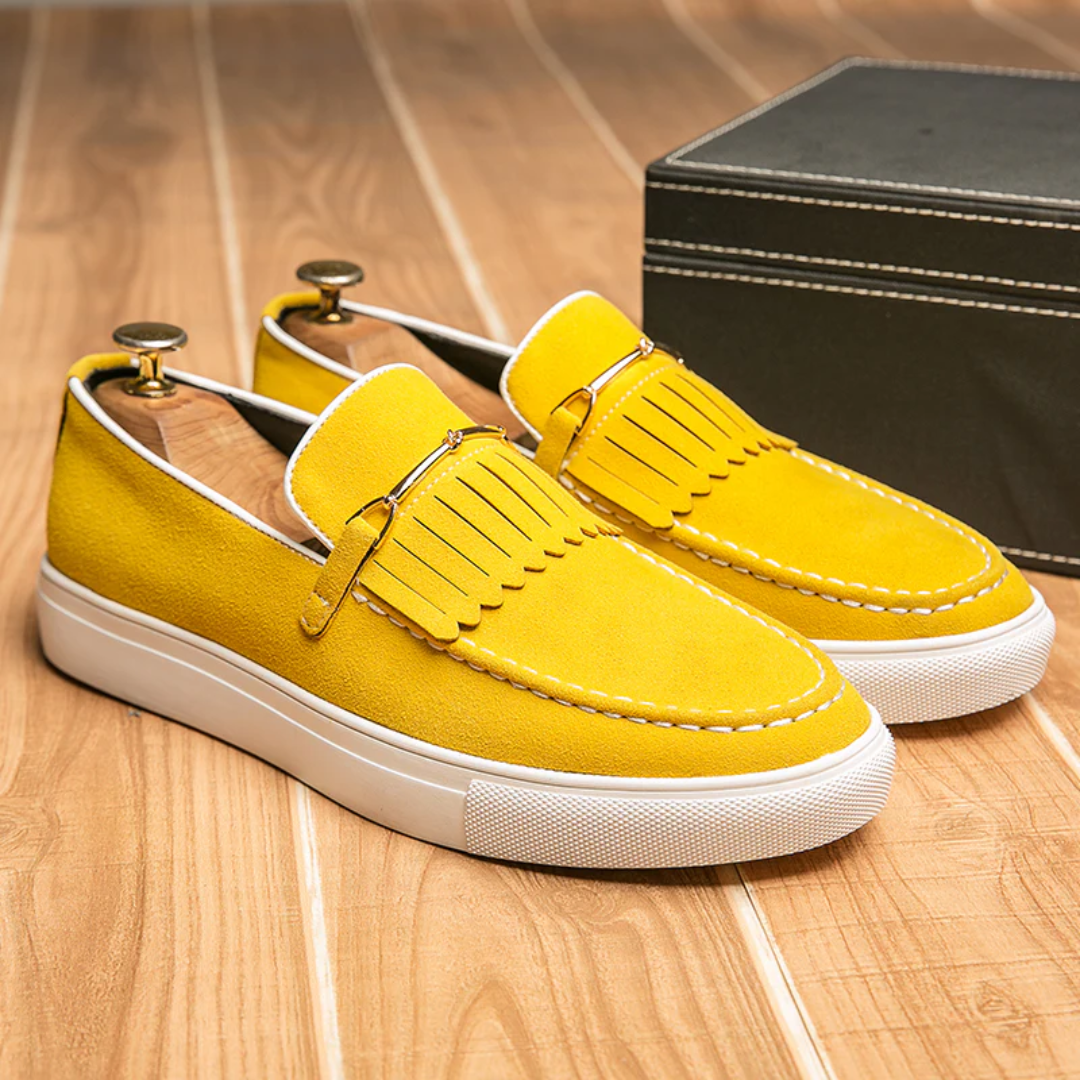 Men's Loafers Slip-On Kiltie Fringe Suede Rubber Sole