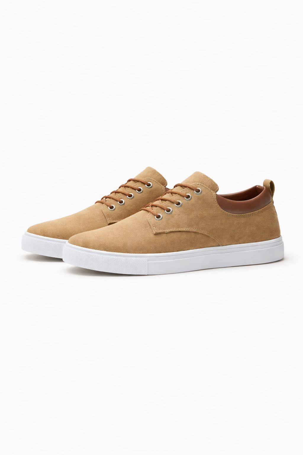 Men's Sneakers - Low-Top - Lace-Up - Canvas - White Sole