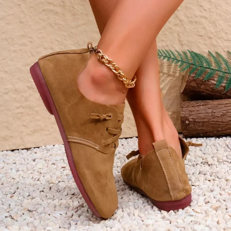 Women’s Minimal Lace-Up Casual Flats with Rounded Toe