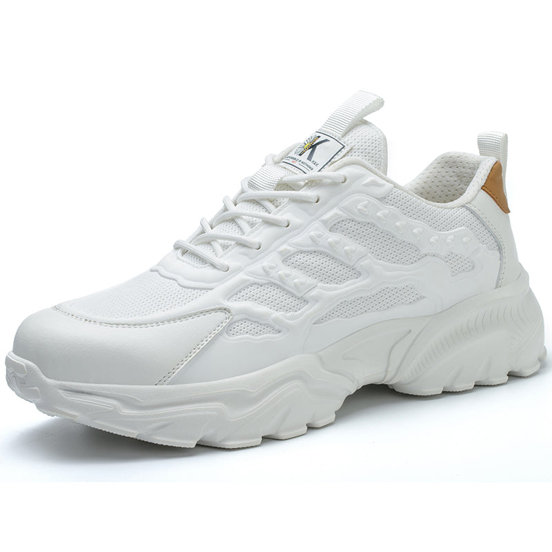 Men's Chunky Sneakers - Lace-Up - Mesh and Overlay Upper - Low Top