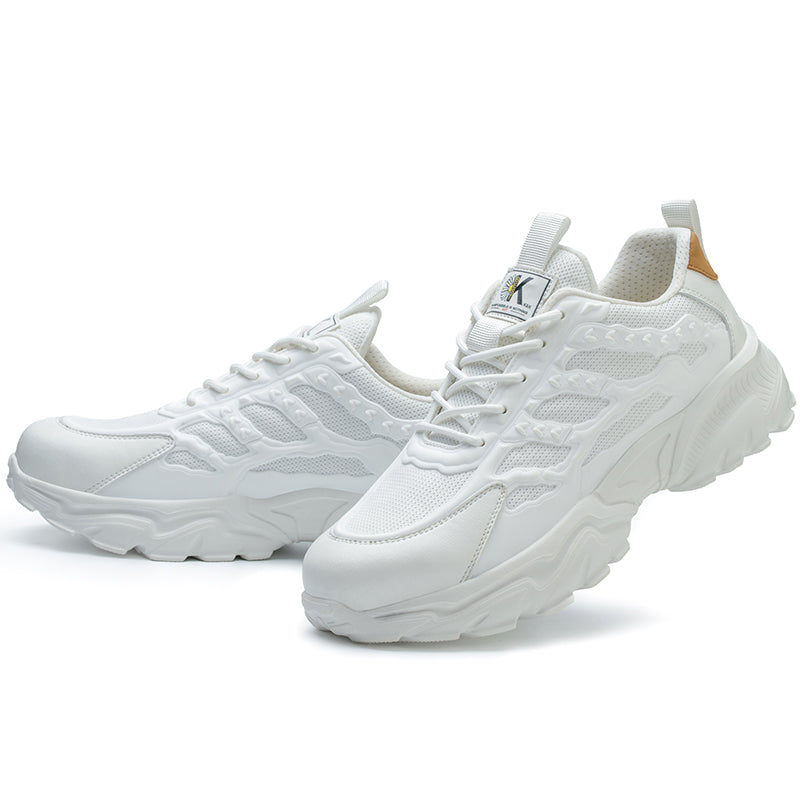 Men's Chunky Sneakers - Lace-Up - Mesh and Overlay Upper - Low Top