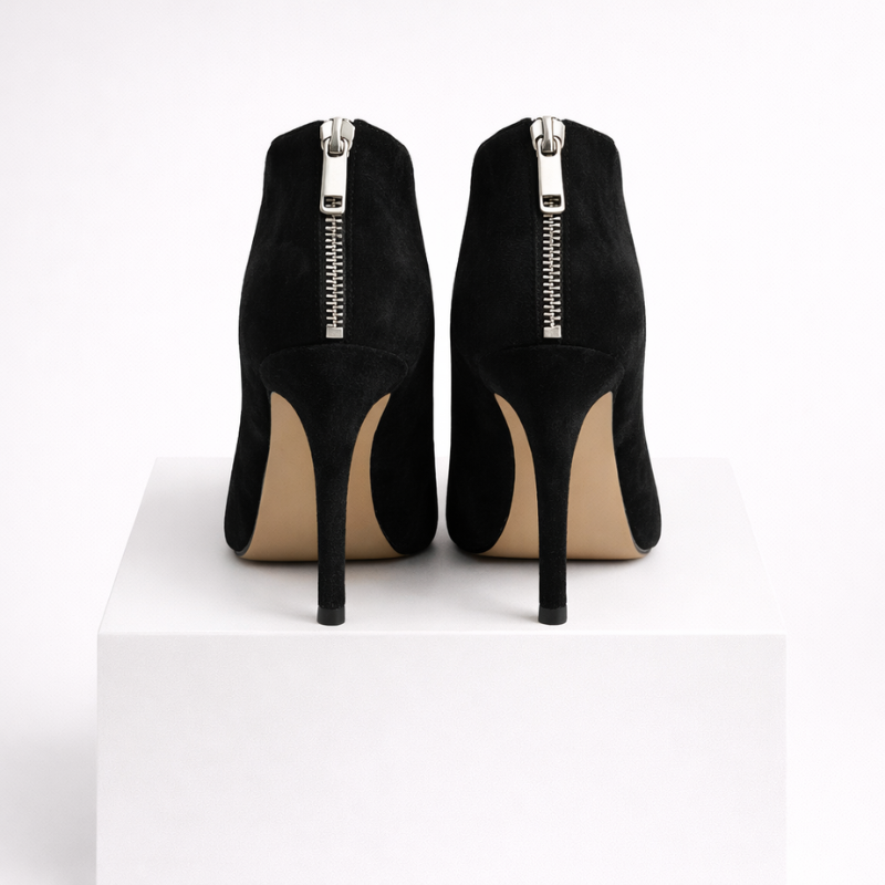 Women's Open-Toe Zipper Front Ankle Bootie Stilettos