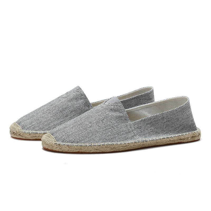 Men's Slip-On Espadrilles Canvas Round-Toe Braided Jute Sole Flats