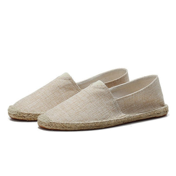 Men's Slip-On Espadrilles Canvas Round-Toe Braided Jute Sole Flats