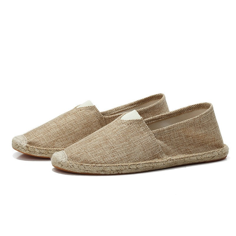 Men's Slip-On Espadrilles Canvas Round-Toe Braided Jute Sole Flats