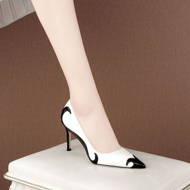 Women’s Pointed Toe Stiletto Heels with Contrast Panel Detailing