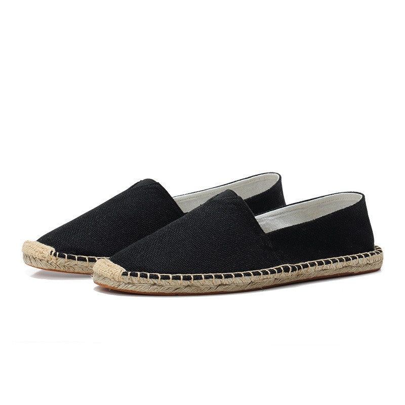 Men's Slip-On Espadrilles Canvas Round-Toe Braided Jute Sole Flats