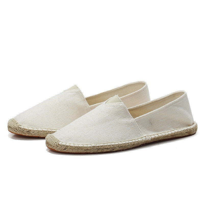 Men's Slip-On Espadrilles Canvas Round-Toe Braided Jute Sole Flats