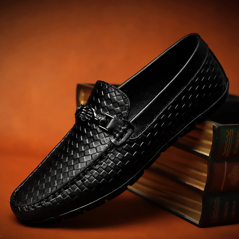 Men’s Woven Loafers with Metal Horsebit Detail