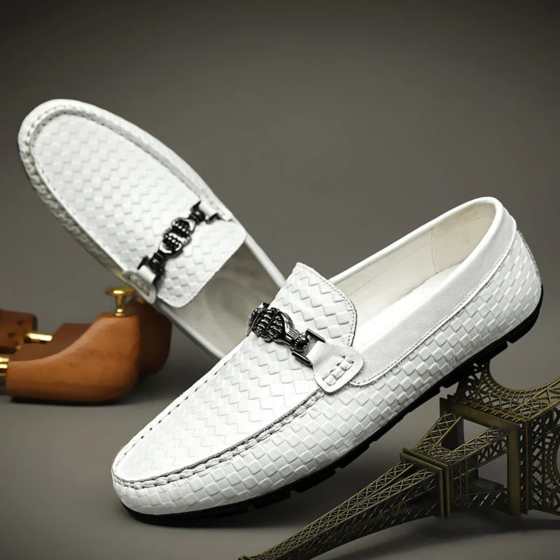 Men’s Woven Loafers with Metal Horsebit Detail