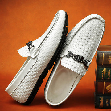 Men’s Woven Loafers with Metal Horsebit Detail