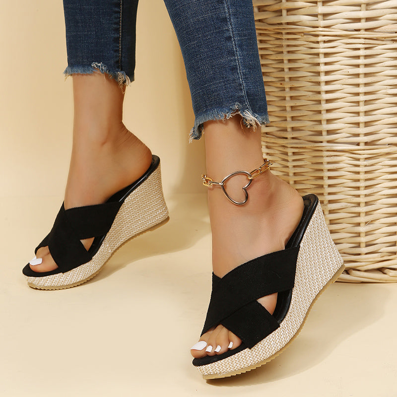 Women's Wedge Sandals Crisscross Strap Espadrille Platform