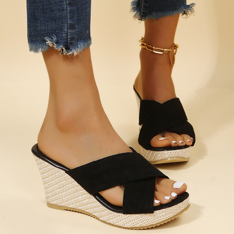 Women's Wedge Sandals Crisscross Strap Espadrille Platform
