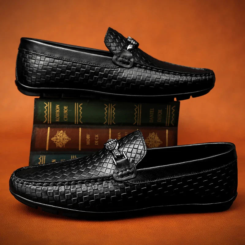 Men’s Woven Loafers with Metal Horsebit Detail