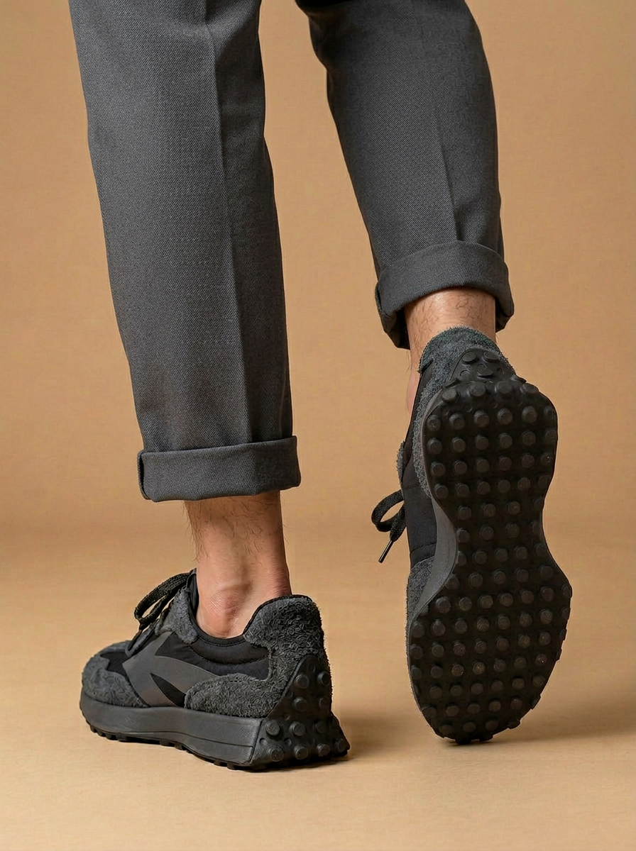 Men’s Retro Style Sneakers – Lace-Up Casual Shoes with Textured Upper