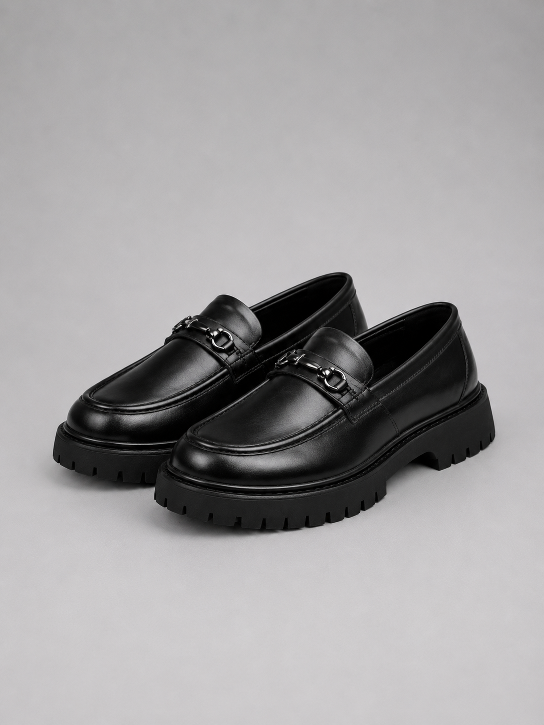 Men's Leather Loafers Slip-On Chunky Sole
