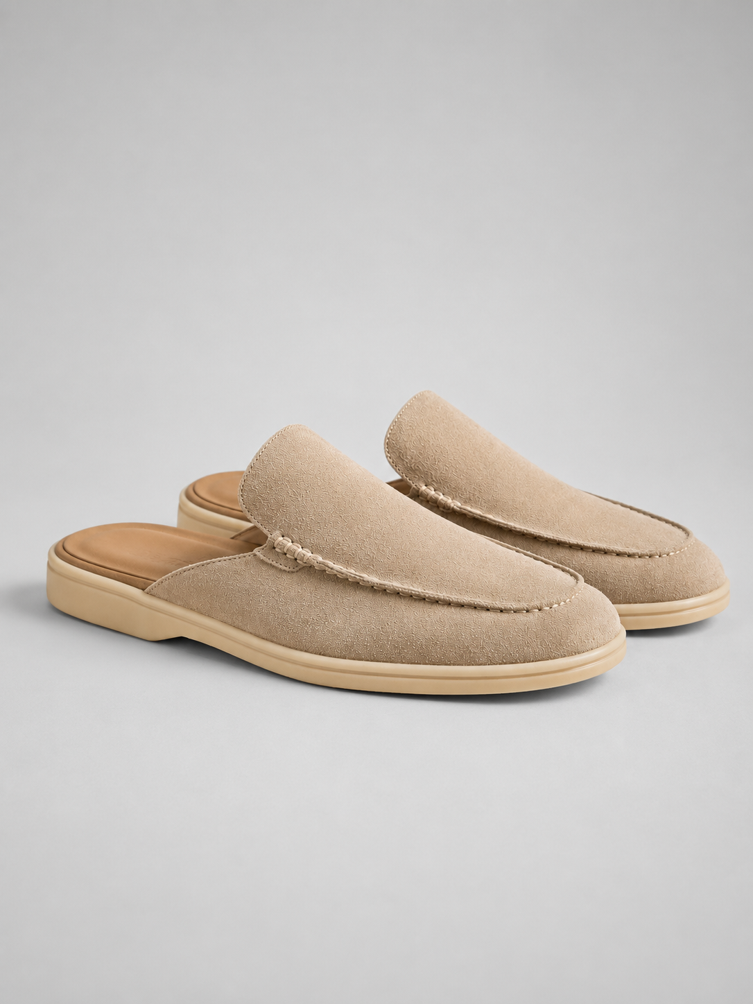 Men's Mule Loafers Suede Slip-On Backless Penny Loafers