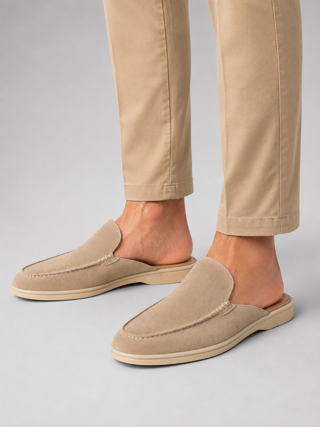 Men's Mule Loafers Suede Slip-On Backless Penny Loafers