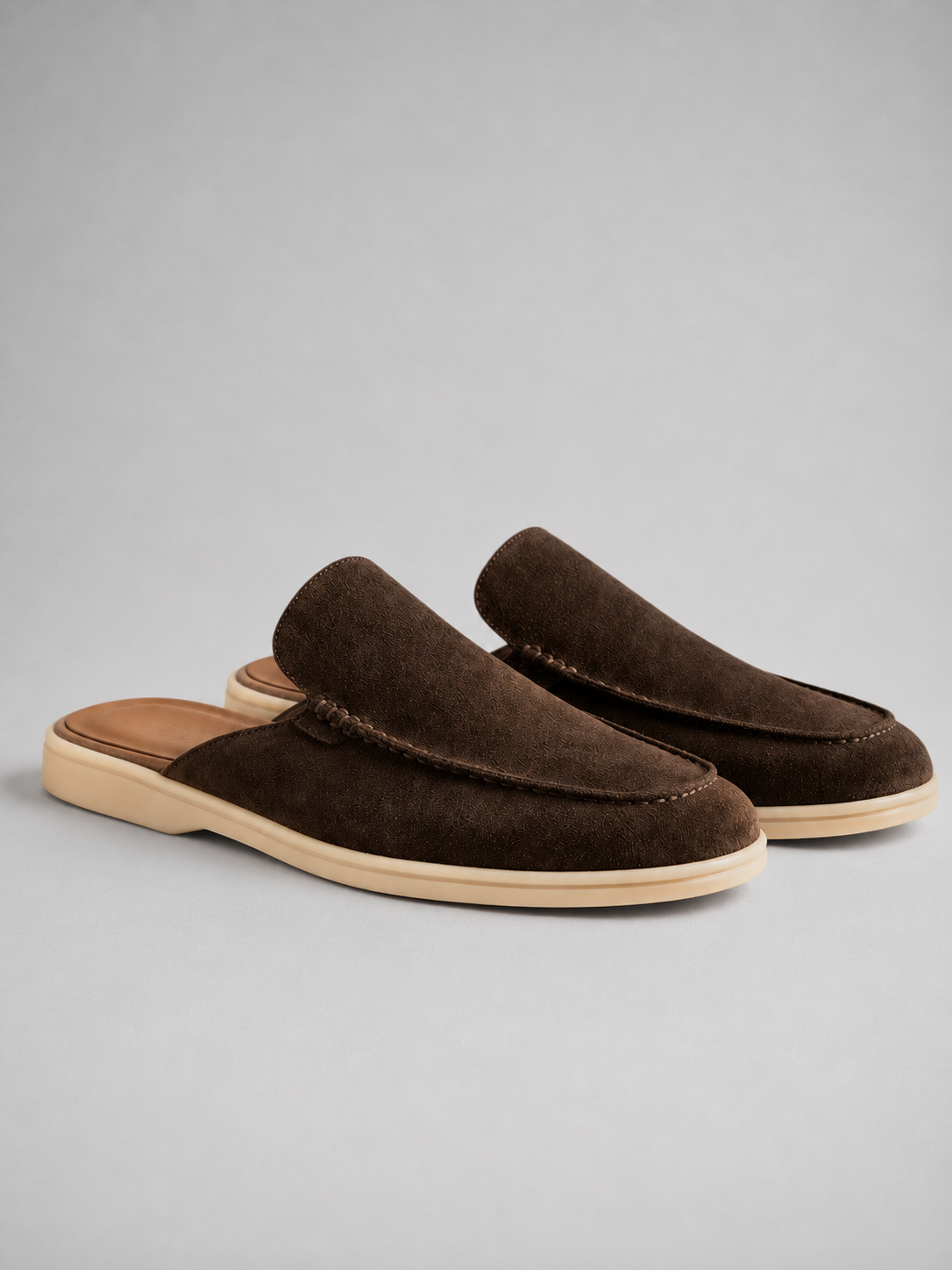 Men's Mule Loafers Suede Slip-On Backless Penny Loafers
