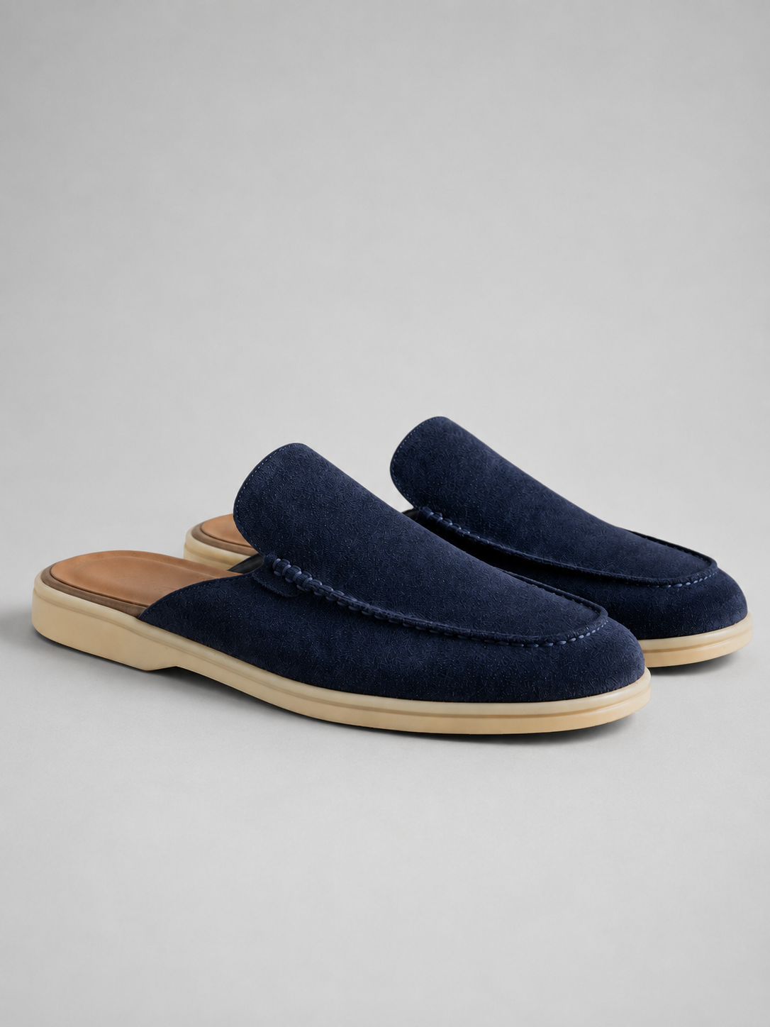Men's Mule Loafers Suede Slip-On Backless Penny Loafers
