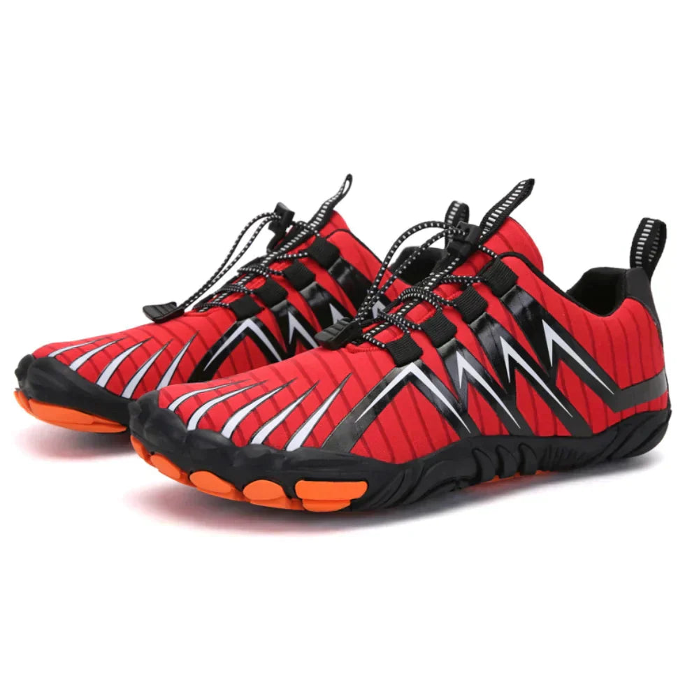 Men's Athletic Shoes - Bungee Lace-Up - Segmented Flexible Sole
