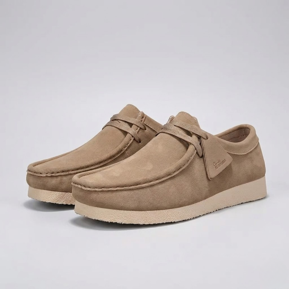 Men's Loafers Suede Lace-Up Moccasin Crepe Sole